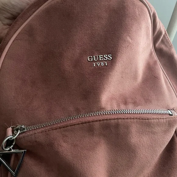 little pink velour back pack from Guess. - Picture 3 of 6